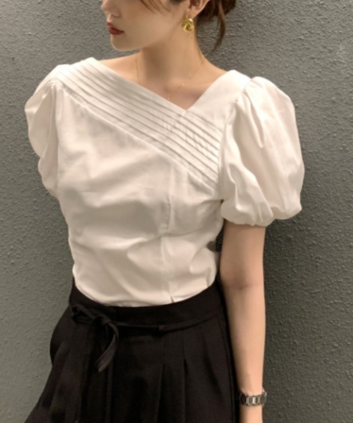 N.s（エヌドットエス）の「フロントタックブラウス（シャツ/ブラウス・レディース・ブラック/ブルー/ホワイト/ベージュ/ホワイト系その他・FREE）」の2枚目の写真