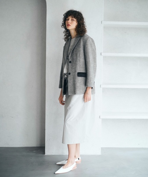 MECRE(メクル)の「ノンウールツィードテーラージャケット(テーラードジャケット・レディース・グレー/ブラック・S/M)」の3枚目の写真