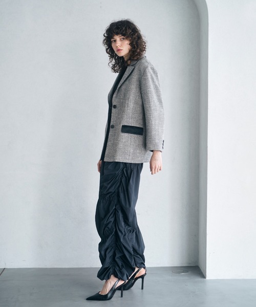 MECRE(メクル)の「ノンウールツィードテーラージャケット(テーラードジャケット・レディース・グレー/ブラック・S/M)」の9枚目の写真