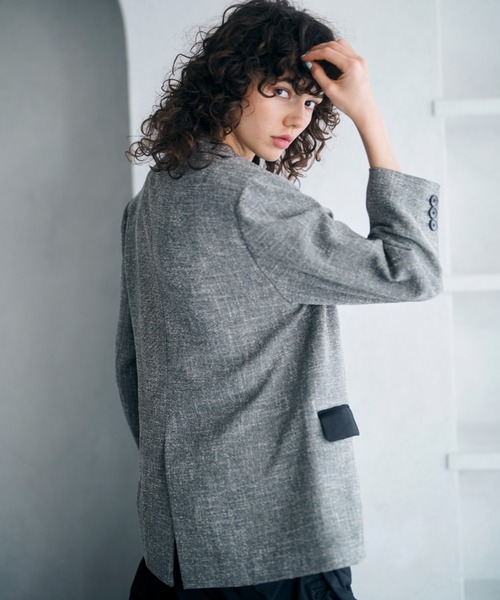 MECRE(メクル)の「ノンウールツィードテーラージャケット(テーラードジャケット・レディース・グレー/ブラック・S/M)」の20枚目の写真