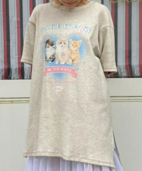 Candy Stripper（キャンディストリッパー）の「BE YOURSELF WAFFLE BIG Tシャツ（Tシャツ/カットソー・レディース・ピンク/ライトグレー/ブラック・2）」の3枚目の写真