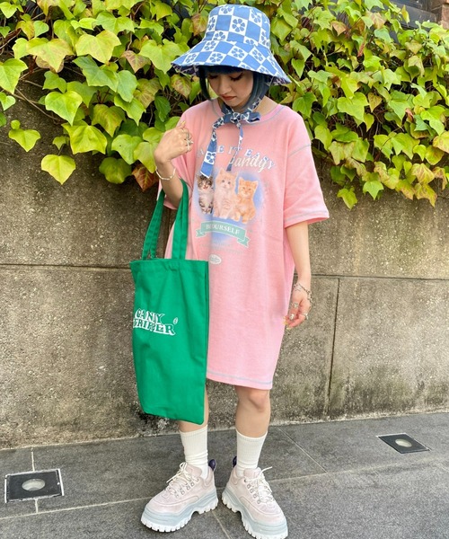 Candy Stripper（キャンディストリッパー）の「BE YOURSELF WAFFLE BIG Tシャツ（Tシャツ/カットソー・レディース・ピンク/ライトグレー/ブラック・2）」の5枚目の写真