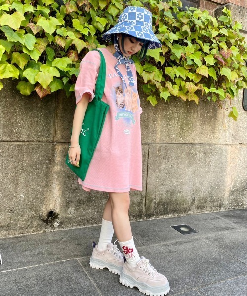 Candy Stripper（キャンディストリッパー）の「BE YOURSELF WAFFLE BIG Tシャツ（Tシャツ/カットソー・レディース・ピンク/ライトグレー/ブラック・2）」の6枚目の写真