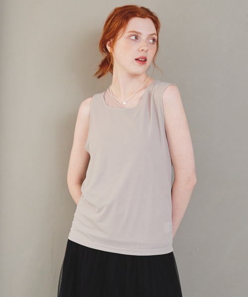 paravion（パラビオン）の「【SETアイテム】シアートップス×リブタンク（タンクトップ・レディース・ブルー/ブラック/アイボリー/グレイッシュベージュ・FREE）」の4枚目の写真