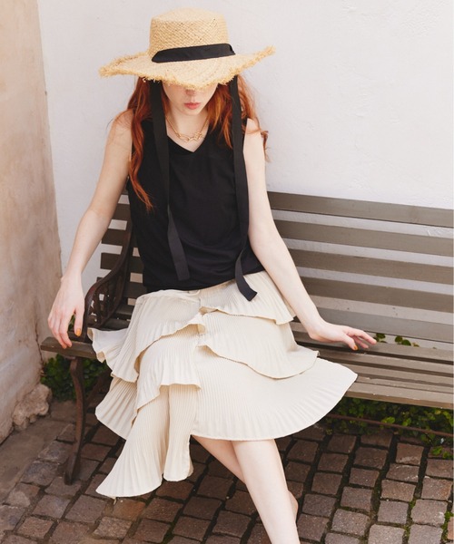 paravion（パラビオン）の「【SETアイテム】シアートップス×リブタンク（タンクトップ・レディース・ブルー/ブラック/アイボリー/グレイッシュベージュ・FREE）」の3枚目の写真