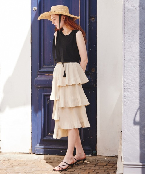 paravion（パラビオン）の「【SETアイテム】シアートップス×リブタンク（タンクトップ・レディース・ブルー/ブラック/アイボリー/グレイッシュベージュ・FREE）」の15枚目の写真