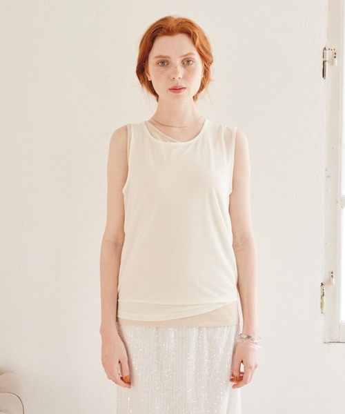 paravion（パラビオン）の「【SETアイテム】シアートップス×リブタンク（タンクトップ・レディース・ブルー/ブラック/アイボリー/グレイッシュベージュ・FREE）」の5枚目の写真