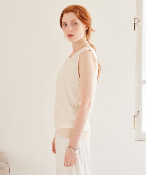 paravion（パラビオン）の「【SETアイテム】シアートップス×リブタンク（タンクトップ・レディース・ブルー/ブラック/アイボリー/グレイッシュベージュ・FREE）」の7枚目の写真