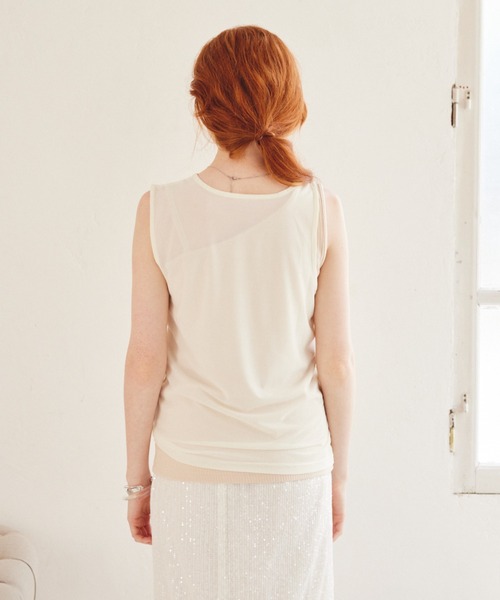 paravion（パラビオン）の「【SETアイテム】シアートップス×リブタンク（タンクトップ・レディース・ブルー/ブラック/アイボリー/グレイッシュベージュ・FREE）」の8枚目の写真