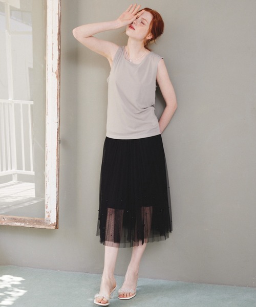 paravion（パラビオン）の「【SETアイテム】シアートップス×リブタンク（タンクトップ・レディース・ブルー/ブラック/アイボリー/グレイッシュベージュ・FREE）」の20枚目の写真