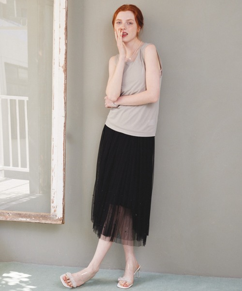 paravion（パラビオン）の「【SETアイテム】シアートップス×リブタンク（タンクトップ・レディース・ブルー/ブラック/アイボリー/グレイッシュベージュ・FREE）」の21枚目の写真