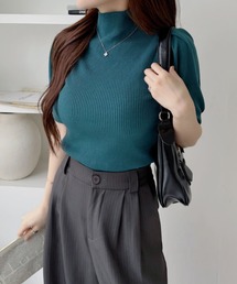 COCOMOMO | さらっとした肌ざわり！ ぷちハイネック パフスリーブ サマーニット(ニット/セーター)