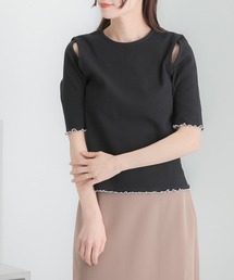 HEYUMM | カットアウトメロートップ(5分袖)(Tシャツ/カットソー)