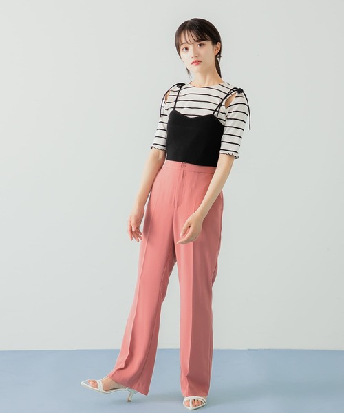 HEYUMM（ヘユム）の「カットアウトメロートップ(5分袖)（Tシャツ/カットソー・レディース・ホワイト系その他/アイボリー/ブラック・ONE）」の9枚目の写真