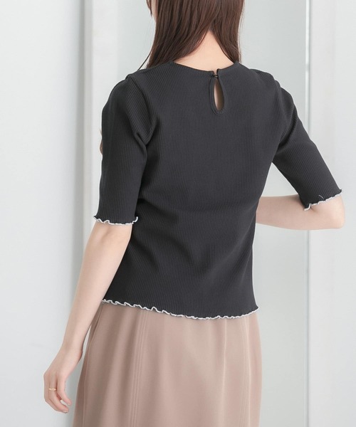 HEYUMM（ヘユム）の「カットアウトメロートップ(5分袖)（Tシャツ/カットソー・レディース・ホワイト系その他/アイボリー/ブラック・ONE）」の21枚目の写真