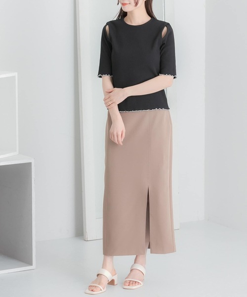 HEYUMM（ヘユム）の「カットアウトメロートップ(5分袖)（Tシャツ/カットソー・レディース・ホワイト系その他/アイボリー/ブラック・ONE）」の22枚目の写真