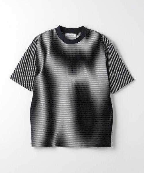 green label relaxing(グリーンレーベルリラクシング)の「COMFY COOL ボーダー クルーネック Tシャツ -接触冷感・吸水速乾-(Tシャツ/カットソー・メンズ・ホワイト/ネイビー・S/M/L/XL)」の6枚目の写真