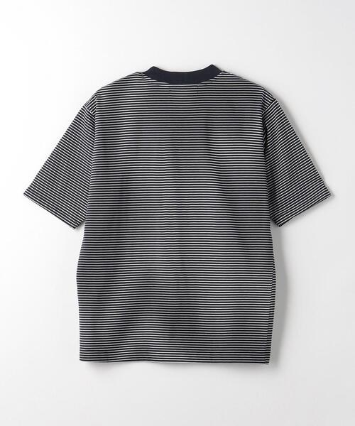green label relaxing(グリーンレーベルリラクシング)の「COMFY COOL ボーダー クルーネック Tシャツ -接触冷感・吸水速乾-(Tシャツ/カットソー・メンズ・ホワイト/ネイビー・S/M/L/XL)」の5枚目の写真