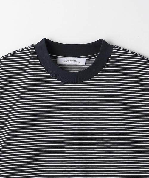 green label relaxing(グリーンレーベルリラクシング)の「COMFY COOL ボーダー クルーネック Tシャツ -接触冷感・吸水速乾-(Tシャツ/カットソー・メンズ・ホワイト/ネイビー・S/M/L/XL)」の11枚目の写真