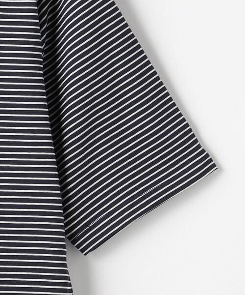 green label relaxing(グリーンレーベルリラクシング)の「COMFY COOL ボーダー クルーネック Tシャツ -接触冷感・吸水速乾-(Tシャツ/カットソー・メンズ・ホワイト/ネイビー・S/M/L/XL)」の13枚目の写真