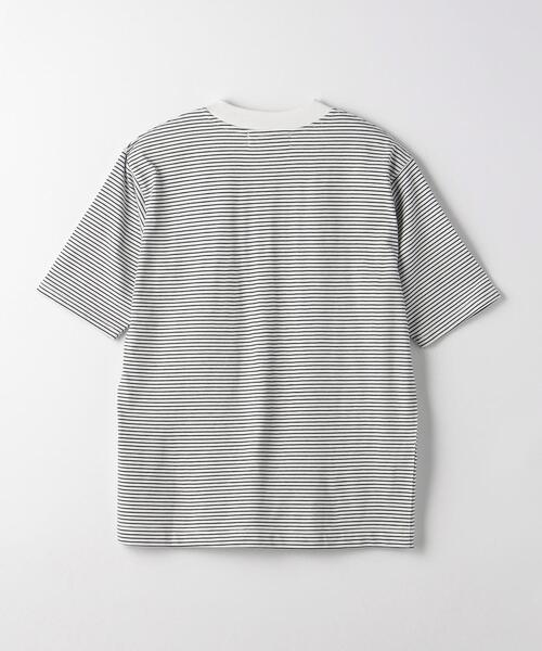 green label relaxing(グリーンレーベルリラクシング)の「COMFY COOL ボーダー クルーネック Tシャツ -接触冷感・吸水速乾-(Tシャツ/カットソー・メンズ・ホワイト/ネイビー・S/M/L/XL)」の15枚目の写真