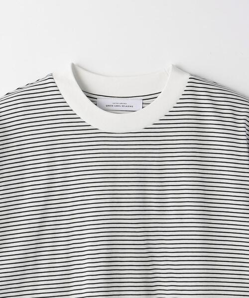 green label relaxing(グリーンレーベルリラクシング)の「COMFY COOL ボーダー クルーネック Tシャツ -接触冷感・吸水速乾-(Tシャツ/カットソー・メンズ・ホワイト/ネイビー・S/M/L/XL)」の16枚目の写真
