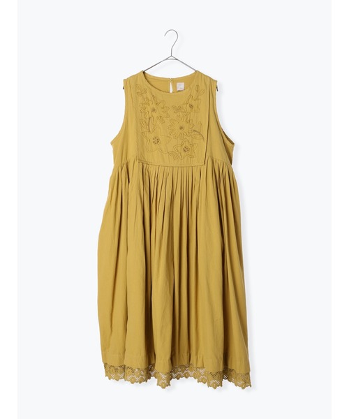 TSUHARU by Samansa Mos2（ツハルバイサマンサモスモス）の「花柄カットワークノースリワンピース（ワンピース・レディース・グリーン/オフホワイト/ブラック・ﾌﾘ-）」の5枚目の写真