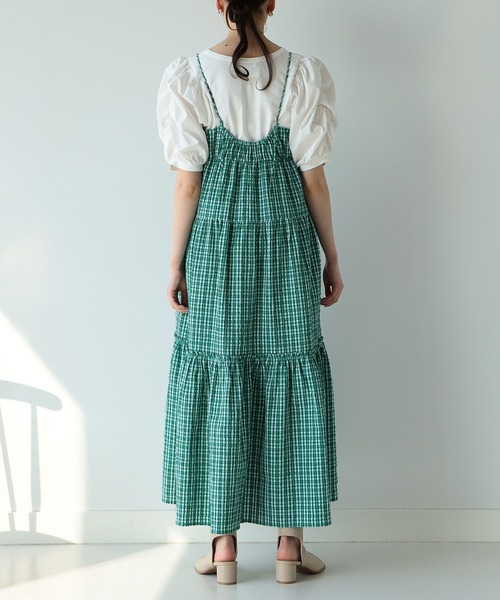 Ray BEAMS（レイビームス）の「Ray BEAMS / チェック ティアード キャミ ワンピース（ワンピース・レディース・ブラック/ケリー・ONE SIZE）」の7枚目の写真