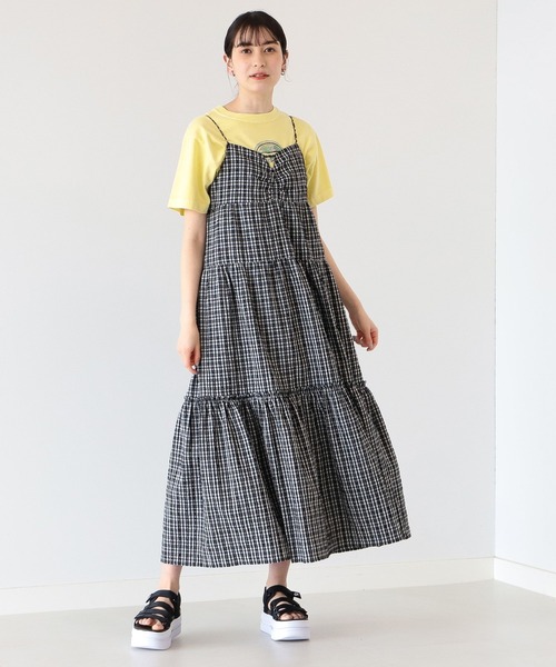 Ray BEAMS（レイビームス）の「Ray BEAMS / チェック ティアード キャミ ワンピース（ワンピース・レディース・ブラック/ケリー・ONE SIZE）」の5枚目の写真