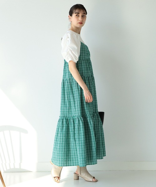 Ray BEAMS（レイビームス）の「Ray BEAMS / チェック ティアード キャミ ワンピース（ワンピース・レディース・ブラック/ケリー・ONE SIZE）」の14枚目の写真