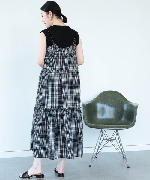 Ray BEAMS（レイビームス）の「Ray BEAMS / チェック ティアード キャミ ワンピース（ワンピース・レディース・ブラック/ケリー・ONE SIZE）」の20枚目の写真