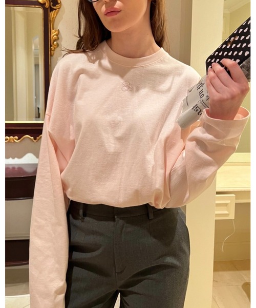 epine(エピヌ)の「Ee heart big long tee(Tシャツ/カットソー・レディース・ベビーピンク/ホワイト/ベージュ・FREE)」の3枚目の写真