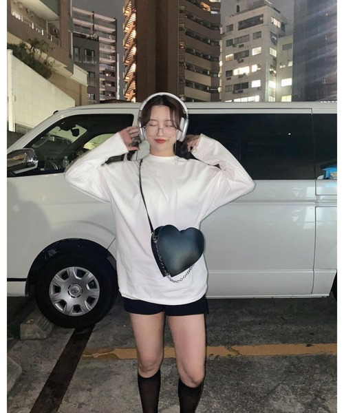 epine(エピヌ)の「Ee heart big long tee(Tシャツ/カットソー・レディース・ベビーピンク/ホワイト/ベージュ・FREE)」の8枚目の写真