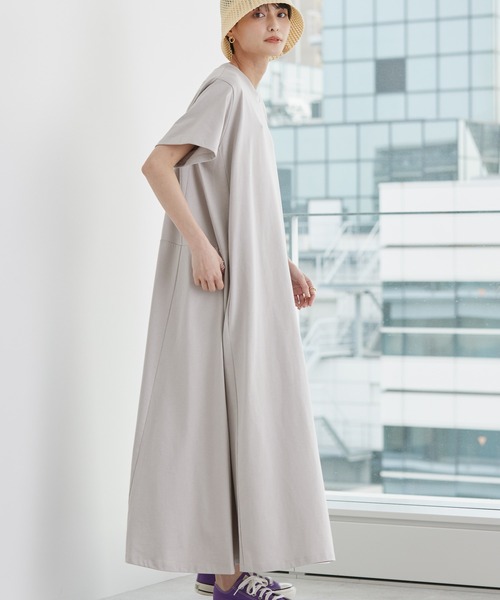 AMERICAN HOLIC(アメリカンホリック)の「切り替え半袖カットフレアワンピース(ワンピース・レディース・ブルー/ブラック/ブラウン/グレイッシュベージュ/グリーン・L/M)」の4枚目の写真