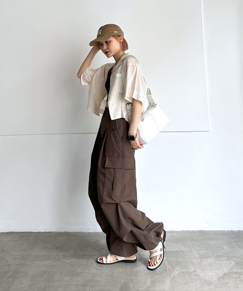 PAGEBOY（ページボーイ）の「パラシュートパンツ（スラックス・レディース・ブラック/ブラウン/オフホワイト・FREE）」の6枚目の写真