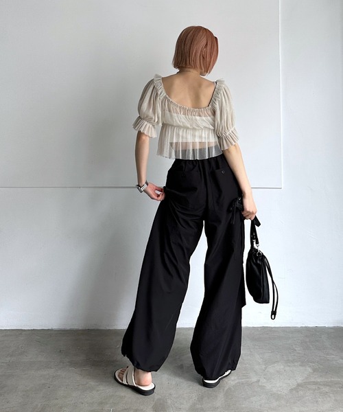 PAGEBOY（ページボーイ）の「パラシュートパンツ（スラックス・レディース・ブラック/ブラウン/オフホワイト・FREE）」の8枚目の写真