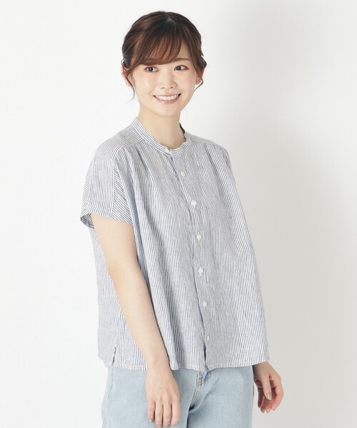 LAURA ASHLEY（ローラアシュレイ）の「フレンチリネンブラウス（シャツ/ブラウス・レディース・オフホワイト/イエロー系2/ライトベージュ/ブルー系その他4・38）」の3枚目の写真