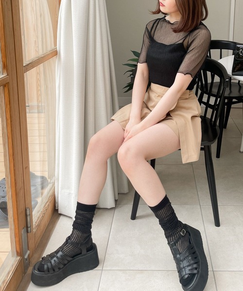 Heather(ヘザー)の「シアーリブハイSOX 964394(ソックス/靴下・レディース・ホワイト/ブラック・FREE)」の9枚目の写真