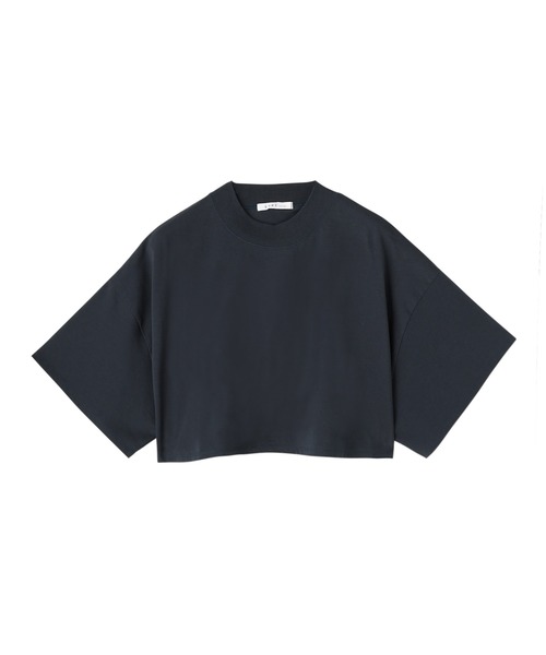 極美品✨エトレ クロップドモックネックTシャツ 洗える ワイド ホワイト 白 ETRE TOKYO（エトレトウキョウ）の「クロップドモックネックTee