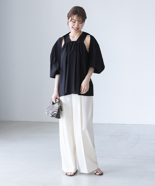 Noble（ノーブル）の「ボレロアンサンブルブラウス（シャツ/ブラウス・レディース・ネイビー/ベージュ・FREE）」の8枚目の写真