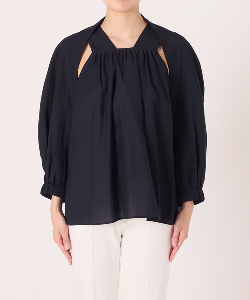Noble（ノーブル）の「ボレロアンサンブルブラウス（シャツ/ブラウス・レディース・ネイビー/ベージュ・FREE）」の3枚目の写真