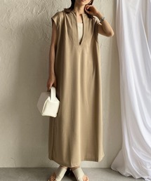 She's Closet（シーズクローゼット）の「フレンチスリーブ深Vネックロングジャンパースカートワンピース（ワンピース・レディース）」