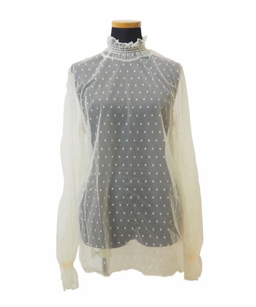 DiamondHearts（ダイヤモンドハーツ）の「長袖ドットチュールブラウス（シャツ/ブラウス・レディース・ホワイト/ブラック・X-LARGE/MEDIUM/LARGE）」の9枚目の写真