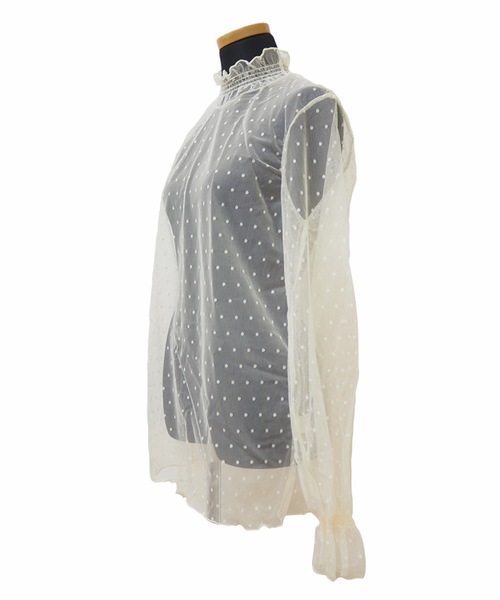 DiamondHearts（ダイヤモンドハーツ）の「長袖ドットチュールブラウス（シャツ/ブラウス・レディース・ホワイト/ブラック・X-LARGE/MEDIUM/LARGE）」の10枚目の写真