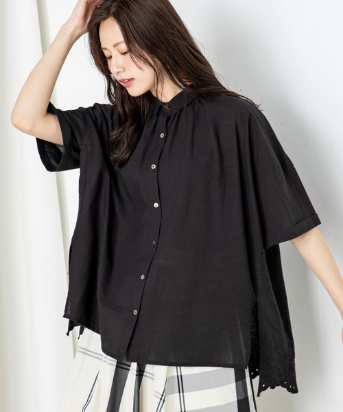 MILLION CARATS（ミリオンカラッツ）の「【STYLE4】バックスカラップチュニック（シャツ/ブラウス・レディース・オフホワイト/パープル/ブラック・FREE）」の3枚目の写真