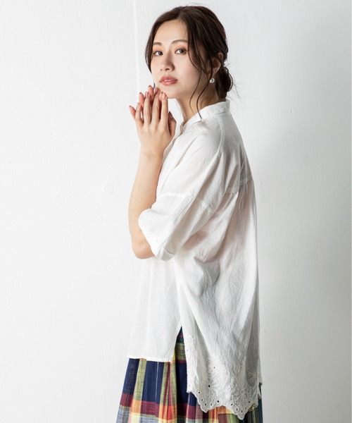 MILLION CARATS（ミリオンカラッツ）の「【STYLE4】バックスカラップチュニック（シャツ/ブラウス・レディース・オフホワイト/パープル/ブラック・FREE）」の22枚目の写真