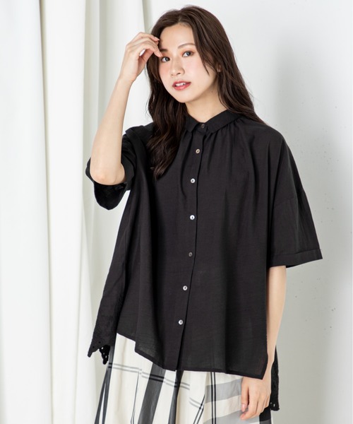 MILLION CARATS（ミリオンカラッツ）の「【STYLE4】バックスカラップチュニック（シャツ/ブラウス・レディース・オフホワイト/パープル/ブラック・FREE）」の10枚目の写真