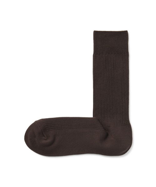 無印良品（ムジルシリョウヒン）の「足なり直角　ズレ落ちにくい　リブ編み靴下（紳士）（ソックス/靴下・メンズ・チャコールグレー/ホワイト/ブラウン系1/ブラック/カーキ/グレー/ネイビー系/ブラウン/オフホワイト/オレンジ系2/ボルドー/ブルー/キナリ/ダークグリーン・25-27CM/27-29cm）」の7枚目の写真