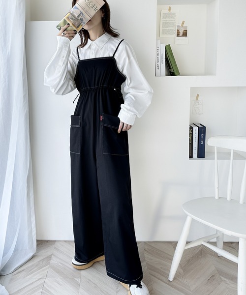 Java(ジャバ)の「《Javaジャバコラボ》1枚で旬な着こなしが完成。配色ステッチ ミリタリーサロペット(サロペット/オーバーオール・レディース・ブラック/カーキ・X-LARGE/SMALL/MEDIUM/LARGE)」の5枚目の写真