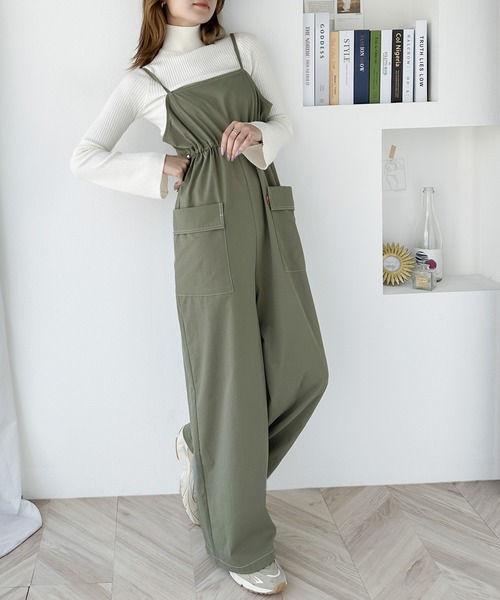 Java(ジャバ)の「《Javaジャバコラボ》1枚で旬な着こなしが完成。配色ステッチ ミリタリーサロペット(サロペット/オーバーオール・レディース・ブラック/カーキ・X-LARGE/SMALL/MEDIUM/LARGE)」の7枚目の写真